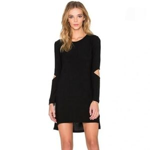 LNA Dark Grey Open Elbow Long Sleeve Jersey Knit Dress Size Extra Small EUC